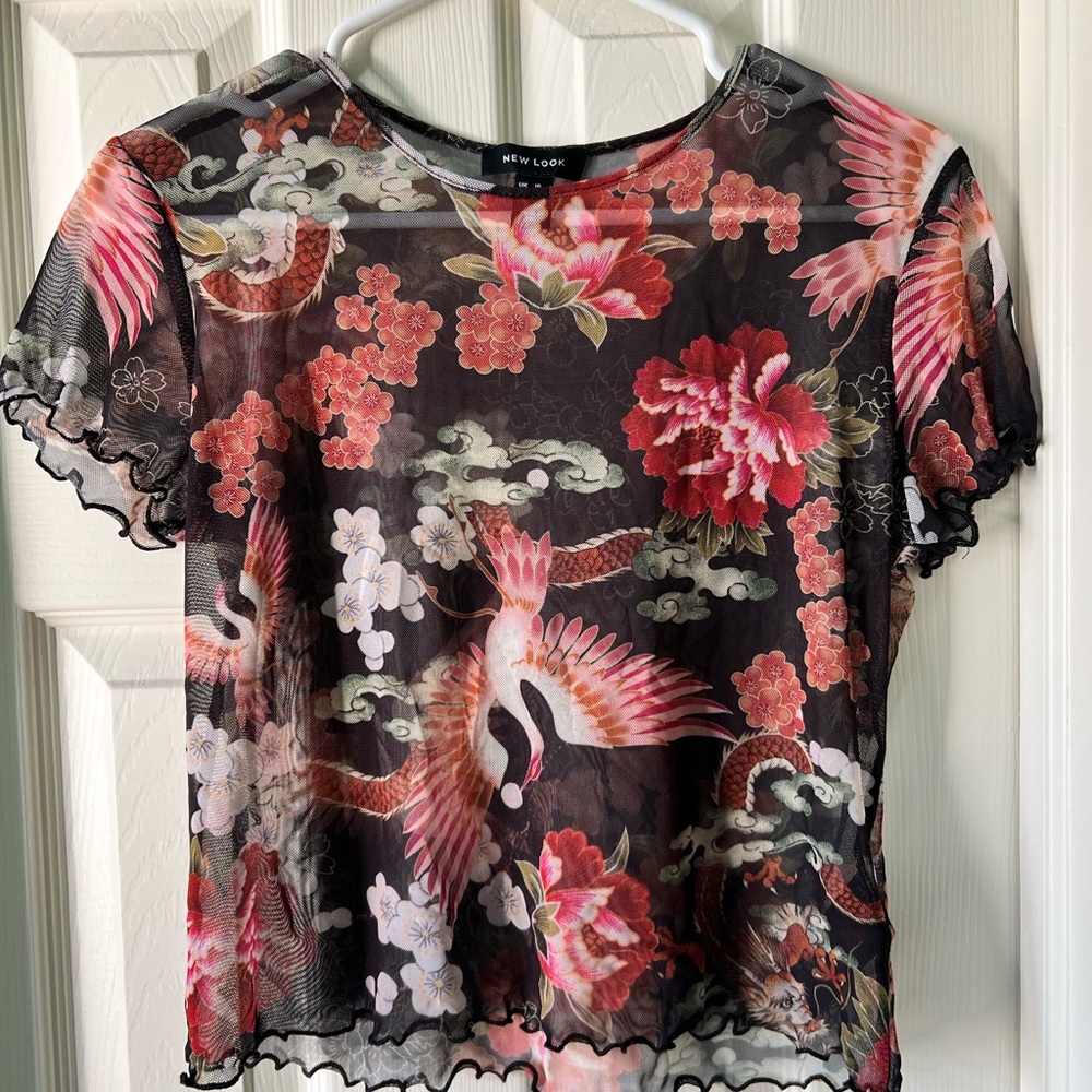 Stylish, beautiful pattern sheer shirt.